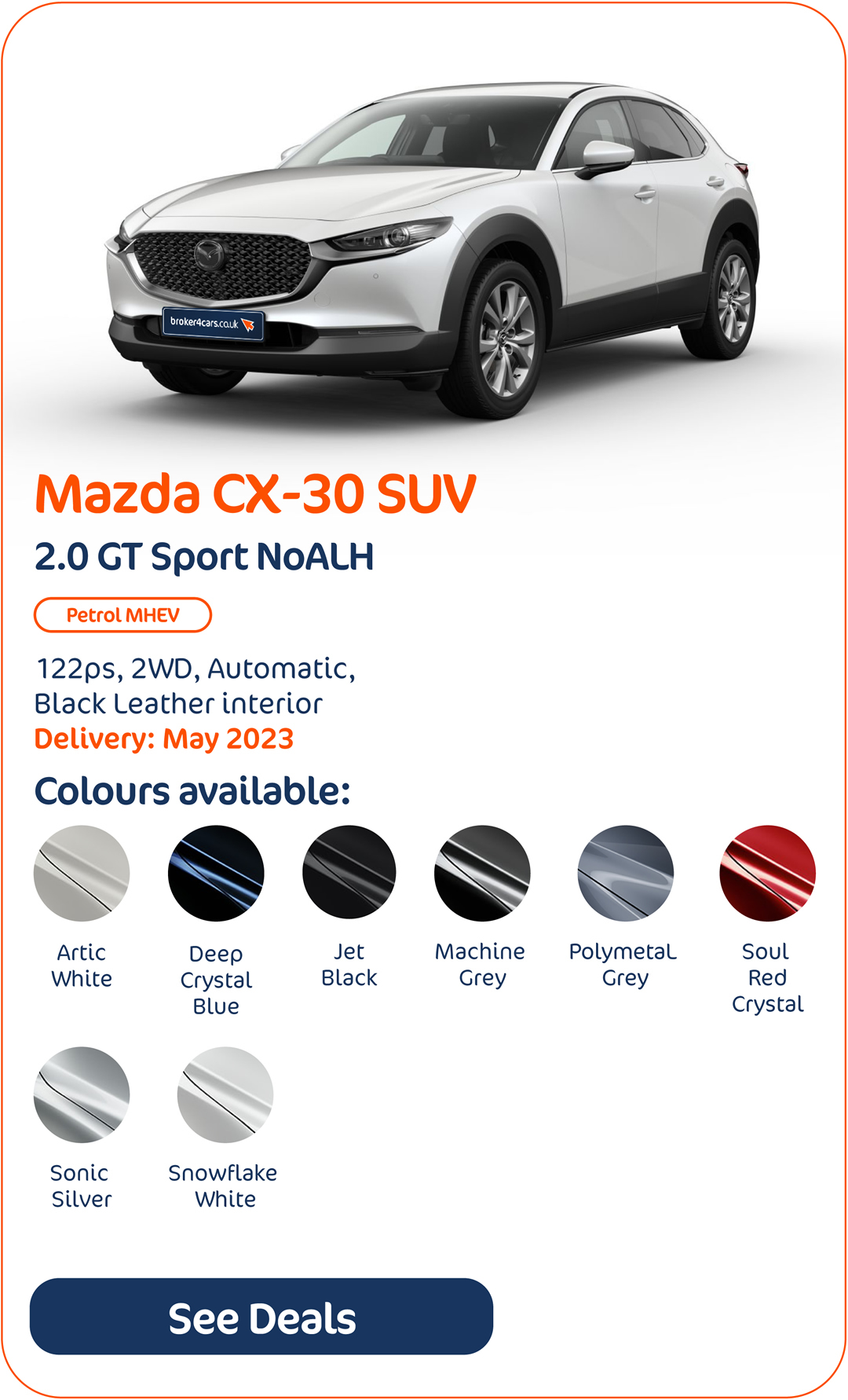 Mazda CX-30 SUV 2.0 GT Sport NoALH - Click to Enquire